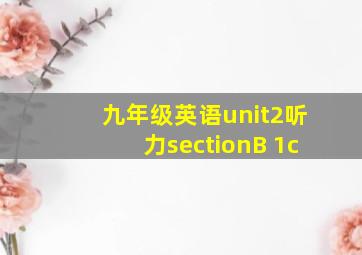 九年级英语unit2听力sectionB 1c